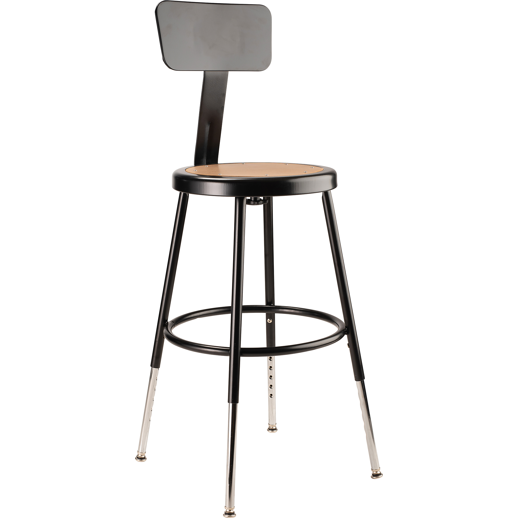 National Public Seating, 18.5in.-26.5in. Height Adjustable Steel Stool Backrest, Primary Color Black, Included (qty.) 1, Seating Type Office Stool, Model# 6218HB-10